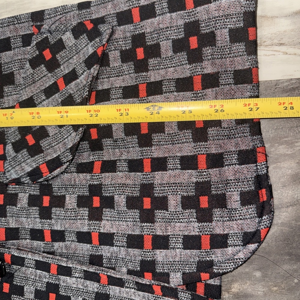 Vintage Women's 2 Button Blazer Jacket Polyester Gray Black Red Design 15/16 - Picture 11 of 13